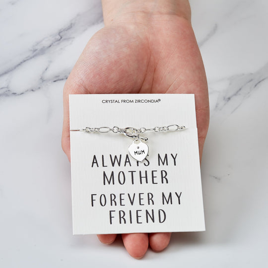 Mum Charm Bracelet with Quote Card Created with Zircondia® Crystals - Philip Jones Jewellery