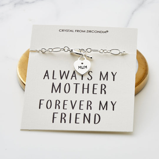 Mum Charm Bracelet with Quote Card Created with Zircondia® Crystals - Philip Jones Jewellery