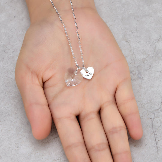 Mum Heart Necklace Created with Zircondia® Crystals - Philip Jones Jewellery