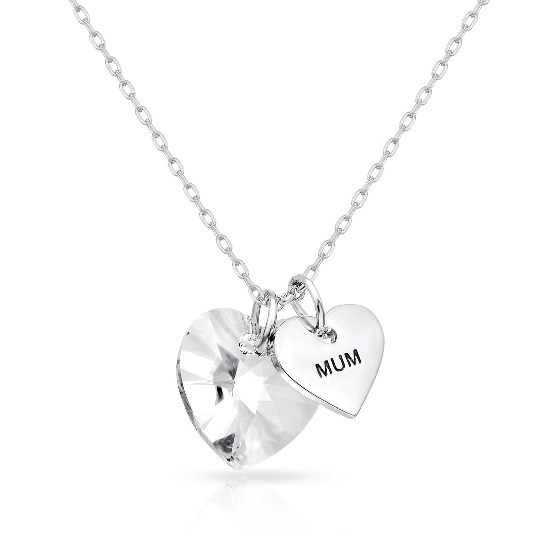 Mum Heart Necklace Created with Zircondia® Crystals - Philip Jones Jewellery