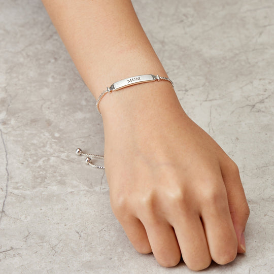 Mum ID Friendship Bracelet Created with Zircondia® Crystals - Philip Jones Jewellery