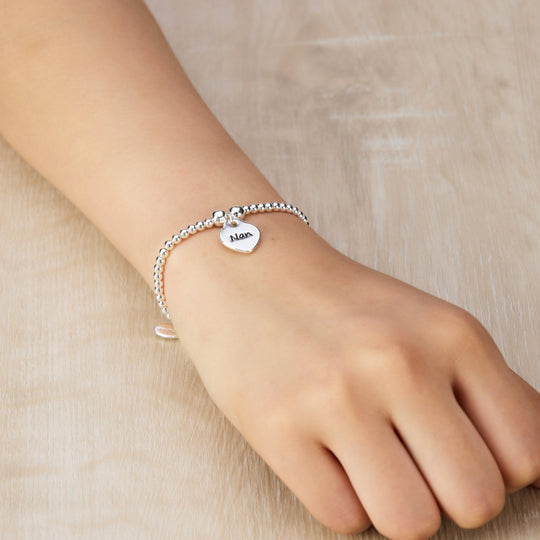 Nan Heart Charm Beaded Stretch Bracelet - Philip Jones Jewellery
