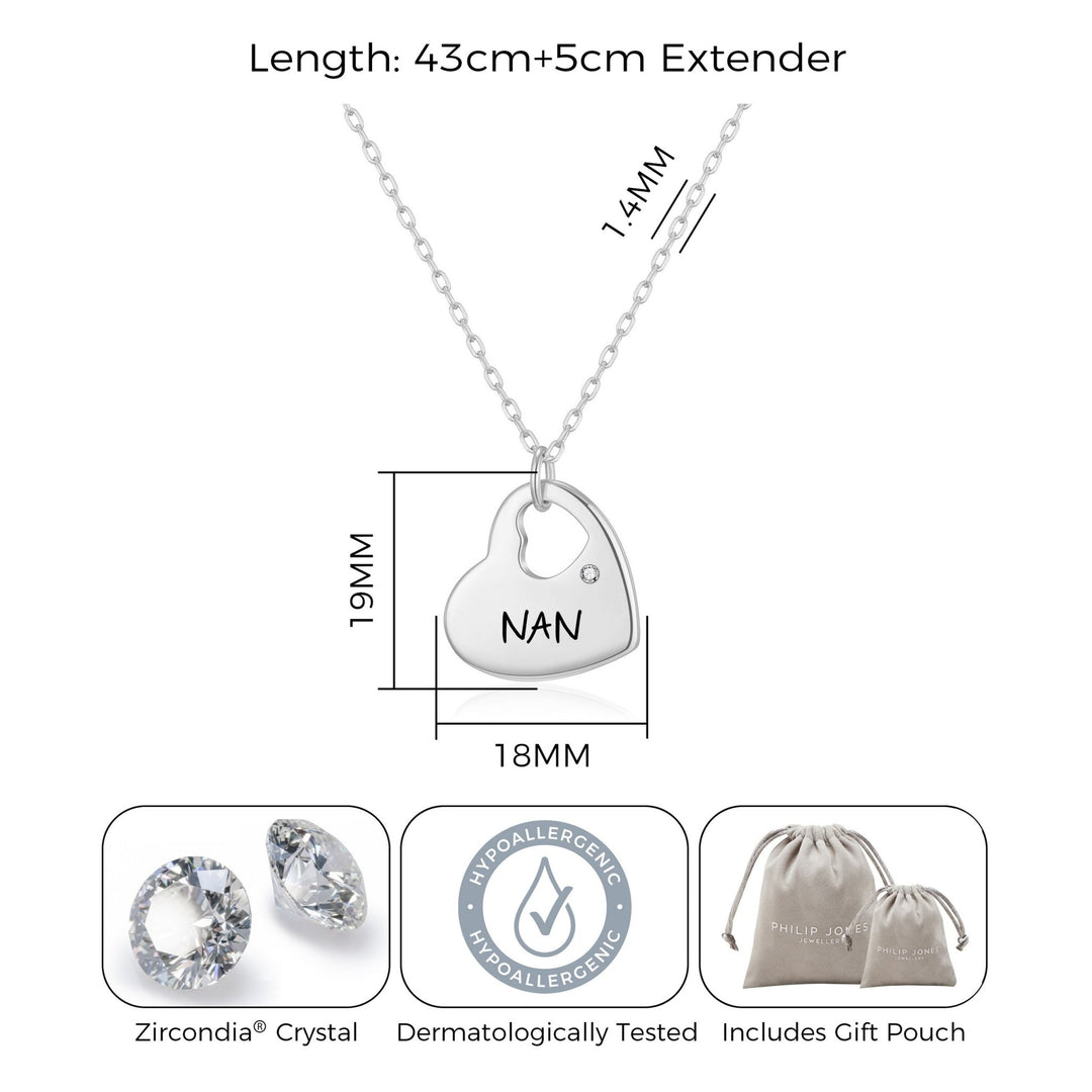 Nan Heart Necklace Created with Zircondia® Crystals - Philip Jones Jewellery