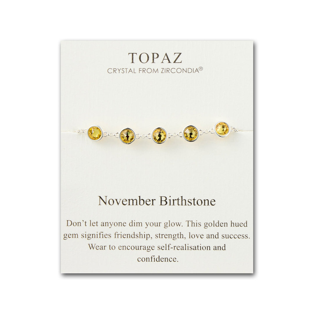 November Birthstone Bracelet Created with Topaz Zircondia® Crystals - Philip Jones Jewellery