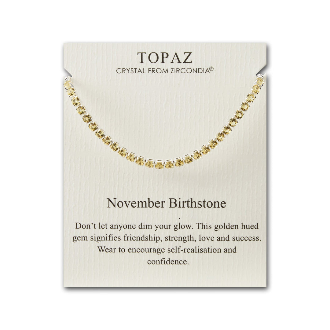 November Birthstone Friendship Bracelet with Topaz Zircondia® Crystals - Philip Jones Jewellery