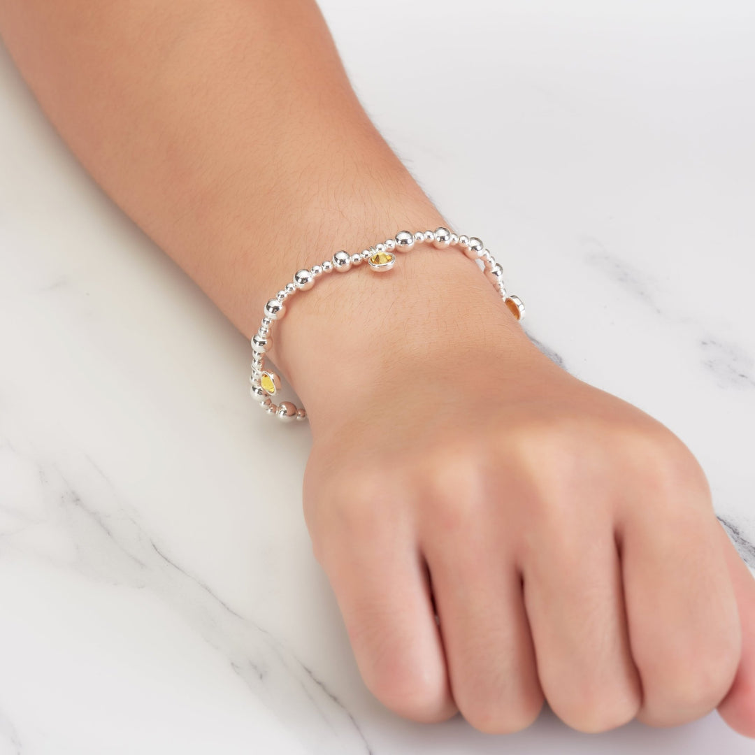 November (Citrine) Birthstone Stretch Charm Bracelet with Quote Gift Box - Philip Jones Jewellery