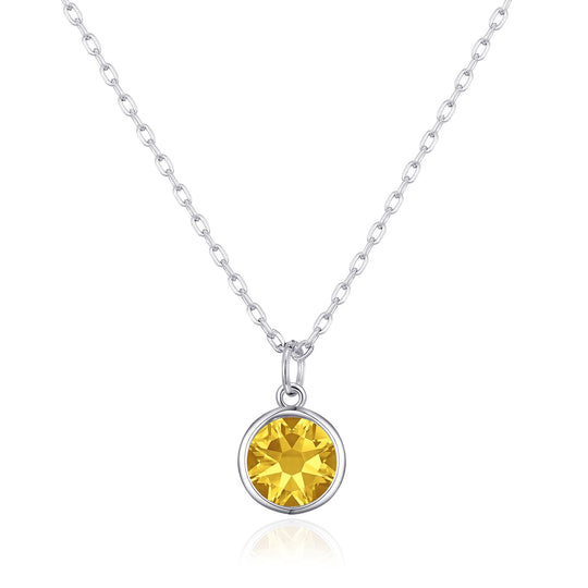 November (Topaz) Birthstone Necklace Created with Zircondia® Crystals - Philip Jones Jewellery