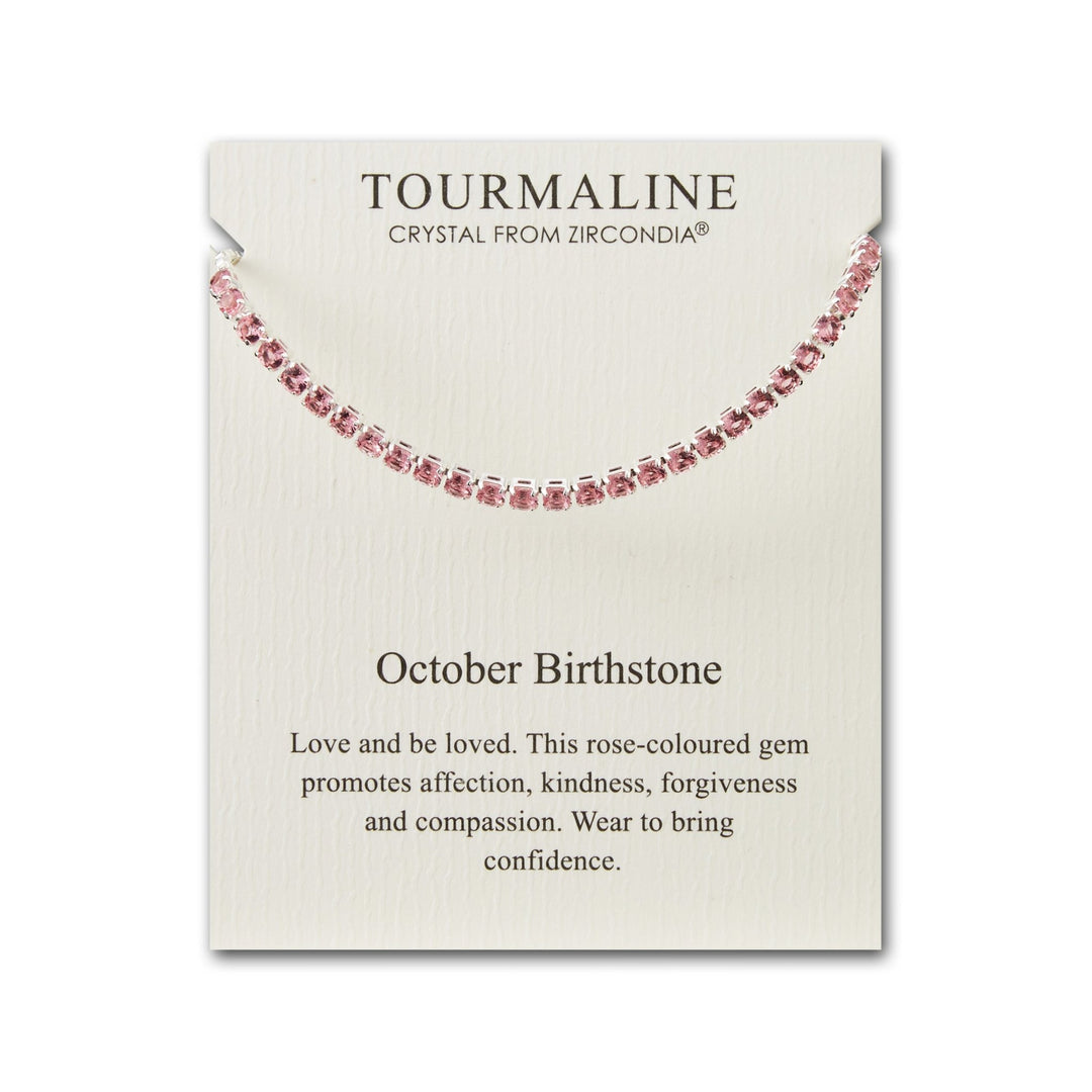 October Birthstone Friendship Bracelet with Tourmaline Zircondia® Crystals - Philip Jones Jewellery