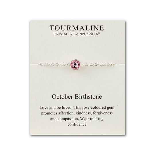 October (Tourmaline) Birthstone Anklet Created with Zircondia® Crystals - Philip Jones Jewellery