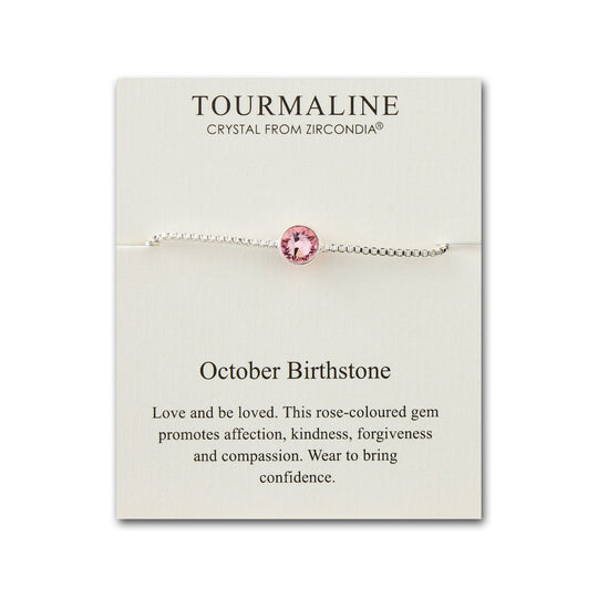 October (Tourmaline) Birthstone Bracelet Created with Zircondia® Crystals - Philip Jones Jewellery
