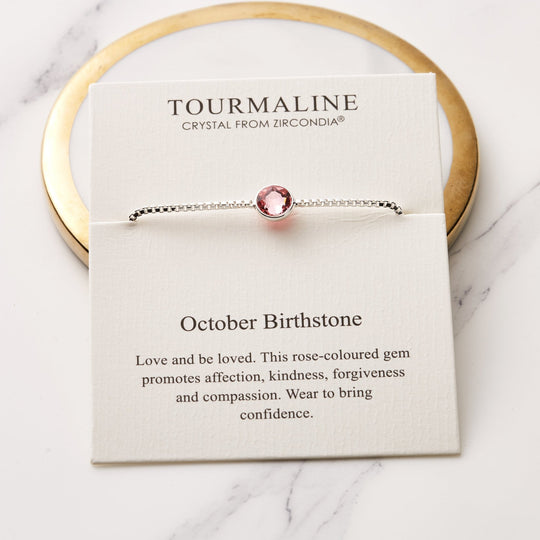October (Tourmaline) Birthstone Bracelet Created with Zircondia® Crystals - Philip Jones Jewellery