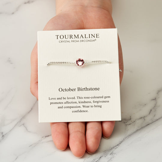 October (Tourmaline) Birthstone Bracelet Created with Zircondia® Crystals - Philip Jones Jewellery