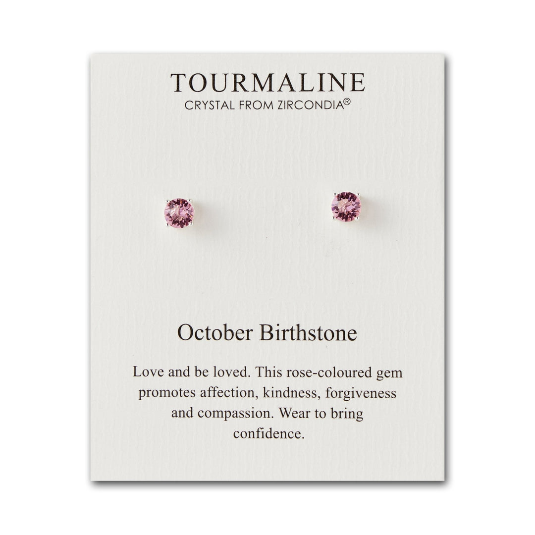 October (Tourmaline) Birthstone Earrings Created with Zircondia® Crystals - Philip Jones Jewellery