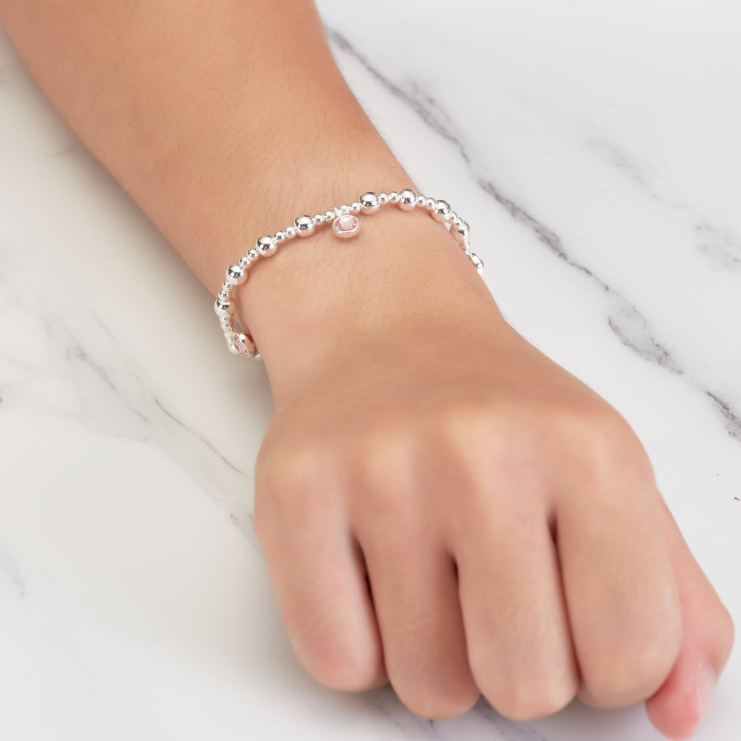 October (Tourmaline) Birthstone Stretch Charm Bracelet with Quote Gift Box - Philip Jones Jewellery