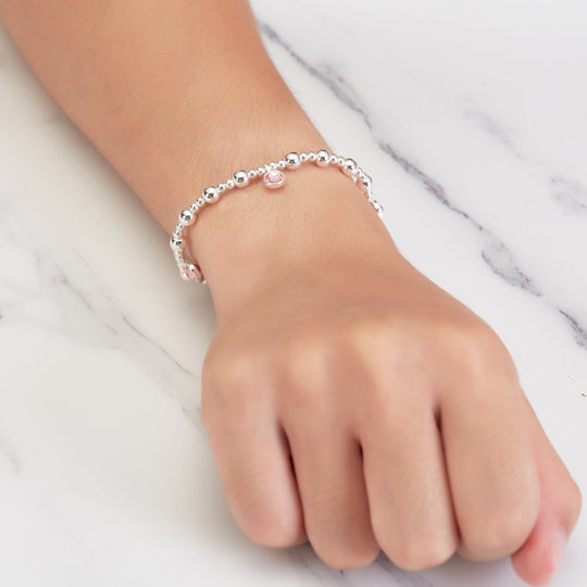 October (Tourmaline) Birthstone Stretch Charm Bracelet with Quote Gift Box - Philip Jones Jewellery