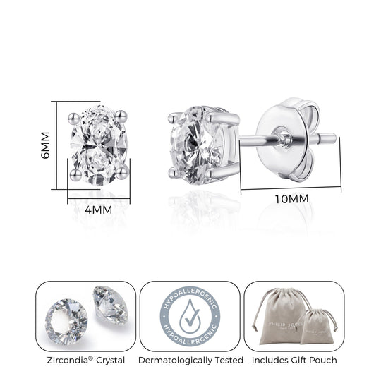 Oval Earrings Created with Zircondia® Crystals - Philip Jones Jewellery