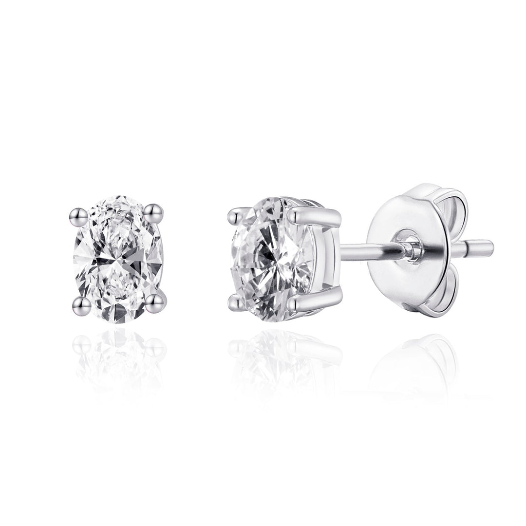 Oval Earrings Created with Zircondia® Crystals - Philip Jones Jewellery
