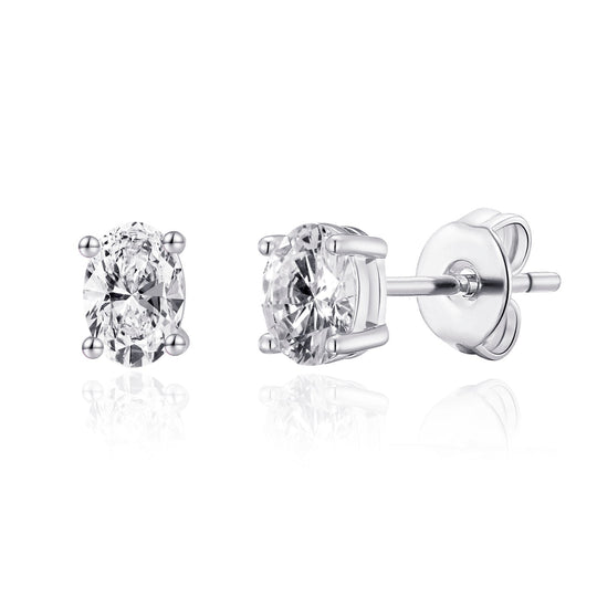 Oval Earrings Created with Zircondia® Crystals - Philip Jones Jewellery