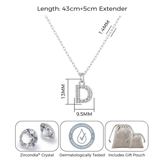 Pave Initial D Necklace with Birthstone Charm Created with Zircondia® Crystals - Philip Jones Jewellery