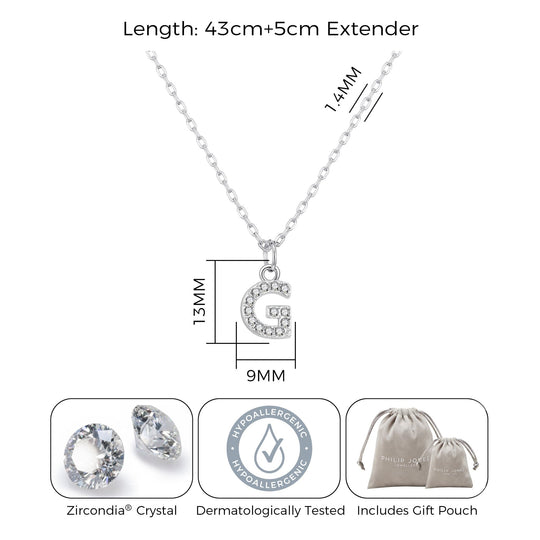 Pave Initial G Necklace with Birthstone Charm Created with Zircondia® Crystals - Philip Jones Jewellery