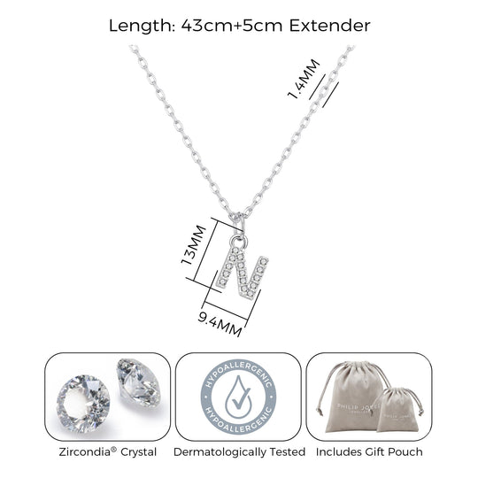 Pave Initial N Necklace with Birthstone Charm Created with Zircondia® Crystals - Philip Jones Jewellery