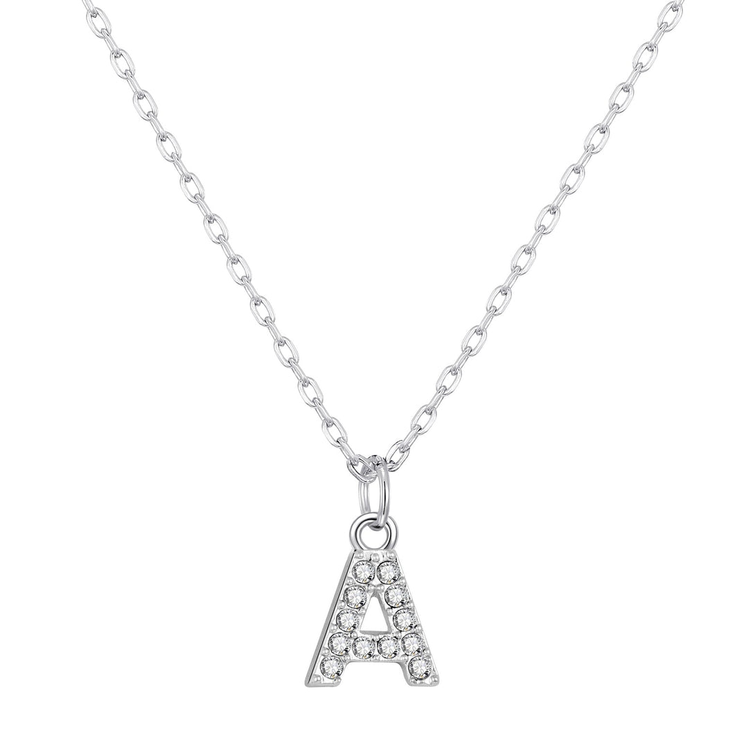 Pave Initial Necklace Letter A Created with Zircondia® Crystals - Philip Jones Jewellery