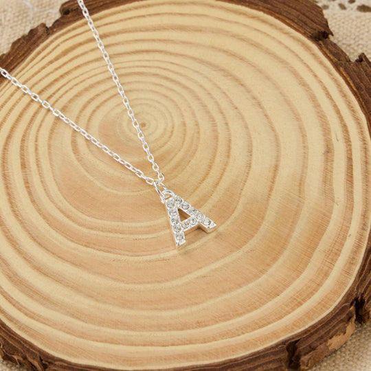 Pave Initial Necklace Letter A Created with Zircondia® Crystals - Philip Jones Jewellery