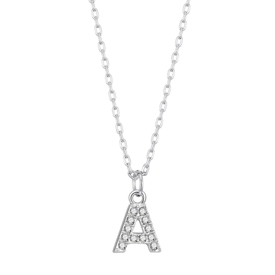 Pave Initial Necklace Letter A Created with Zircondia® Crystals - Philip Jones Jewellery