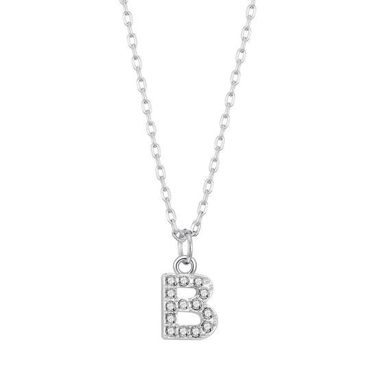 Pave Initial Necklace Letter B Created with Zircondia® Crystals - Philip Jones Jewellery