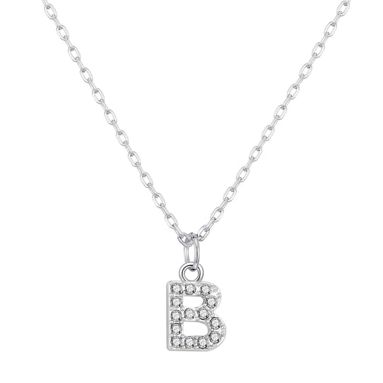 Pave Initial Necklace Letter B Created with Zircondia® Crystals - Philip Jones Jewellery