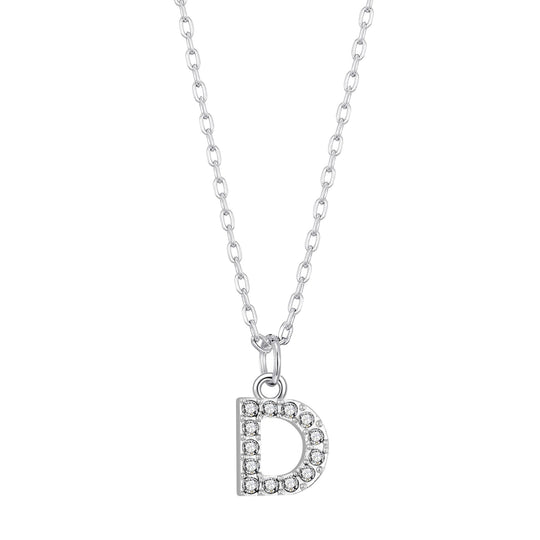 Pave Initial Necklace Letter D Created with Zircondia® Crystals - Philip Jones Jewellery