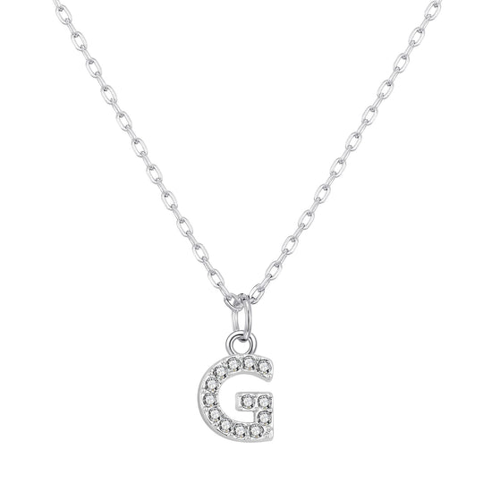 Pave Initial Necklace Letter G Created with Zircondia® Crystals - Philip Jones Jewellery