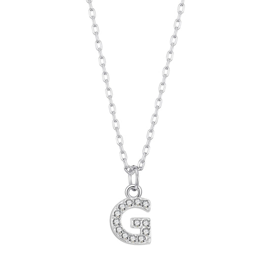 Pave Initial Necklace Letter G Created with Zircondia® Crystals - Philip Jones Jewellery