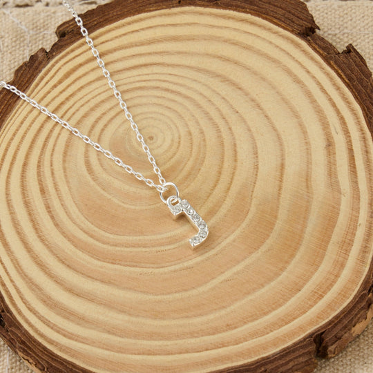 Pave Initial Necklace Letter J Created with Zircondia® Crystals - Philip Jones Jewellery