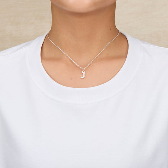 Pave Initial Necklace Letter J Created with Zircondia® Crystals - Philip Jones Jewellery
