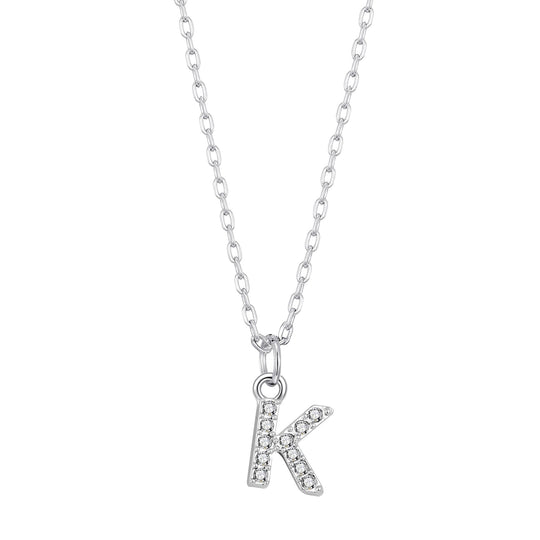 Pave Initial Necklace Letter K Created with Zircondia® Crystals - Philip Jones Jewellery