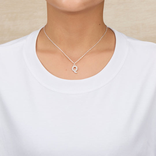 Pave Initial Necklace Letter Q Created with Zircondia® Crystals - Philip Jones Jewellery