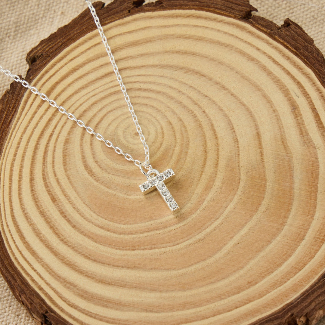 Pave Initial Necklace Letter T Created with Zircondia® Crystals - Philip Jones Jewellery