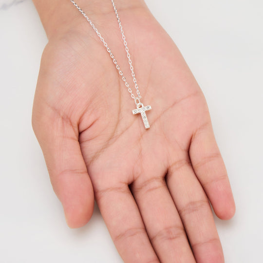Pave Initial Necklace Letter T Created with Zircondia® Crystals - Philip Jones Jewellery