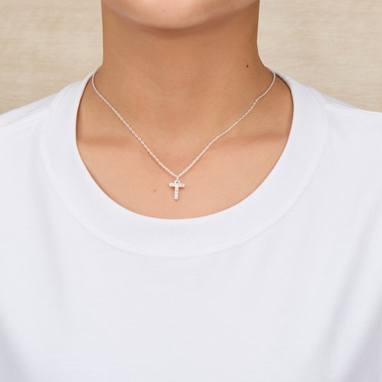 Pave Initial Necklace Letter T Created with Zircondia® Crystals - Philip Jones Jewellery