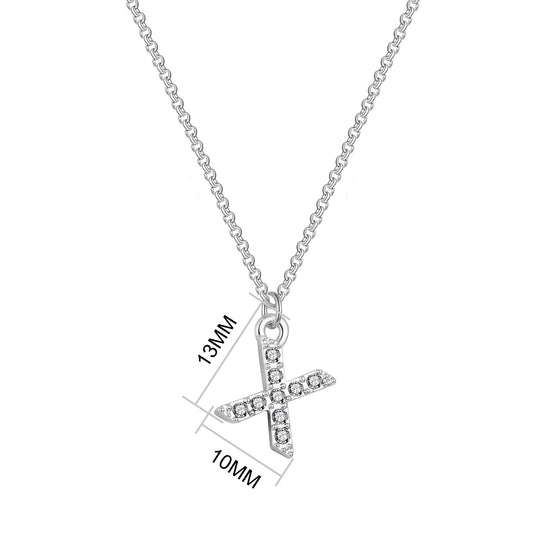 Pave Initial Necklace Letter X Created with Zircondia® Crystals - Philip Jones Jewellery