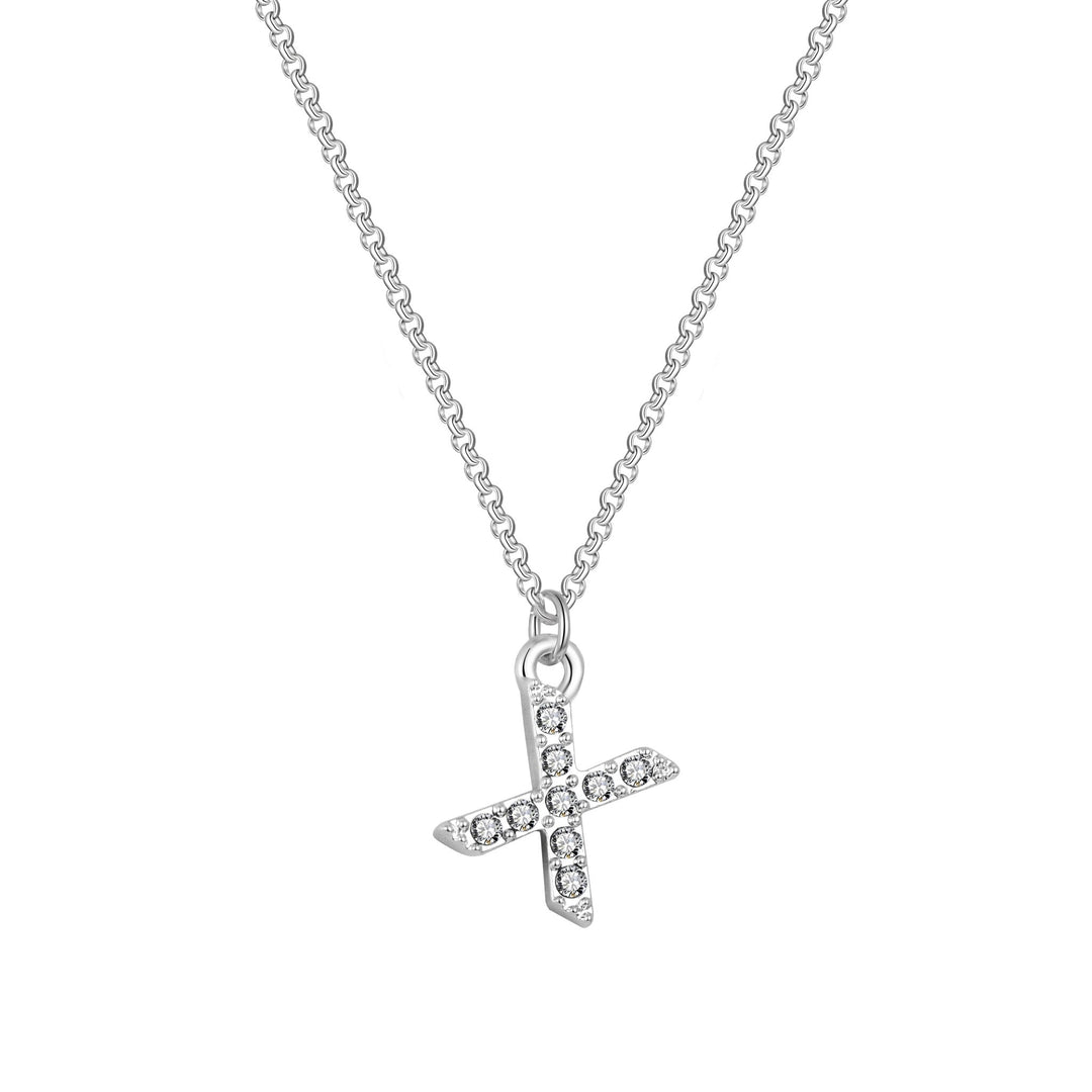 Pave Initial Necklace Letter X Created with Zircondia® Crystals - Philip Jones Jewellery