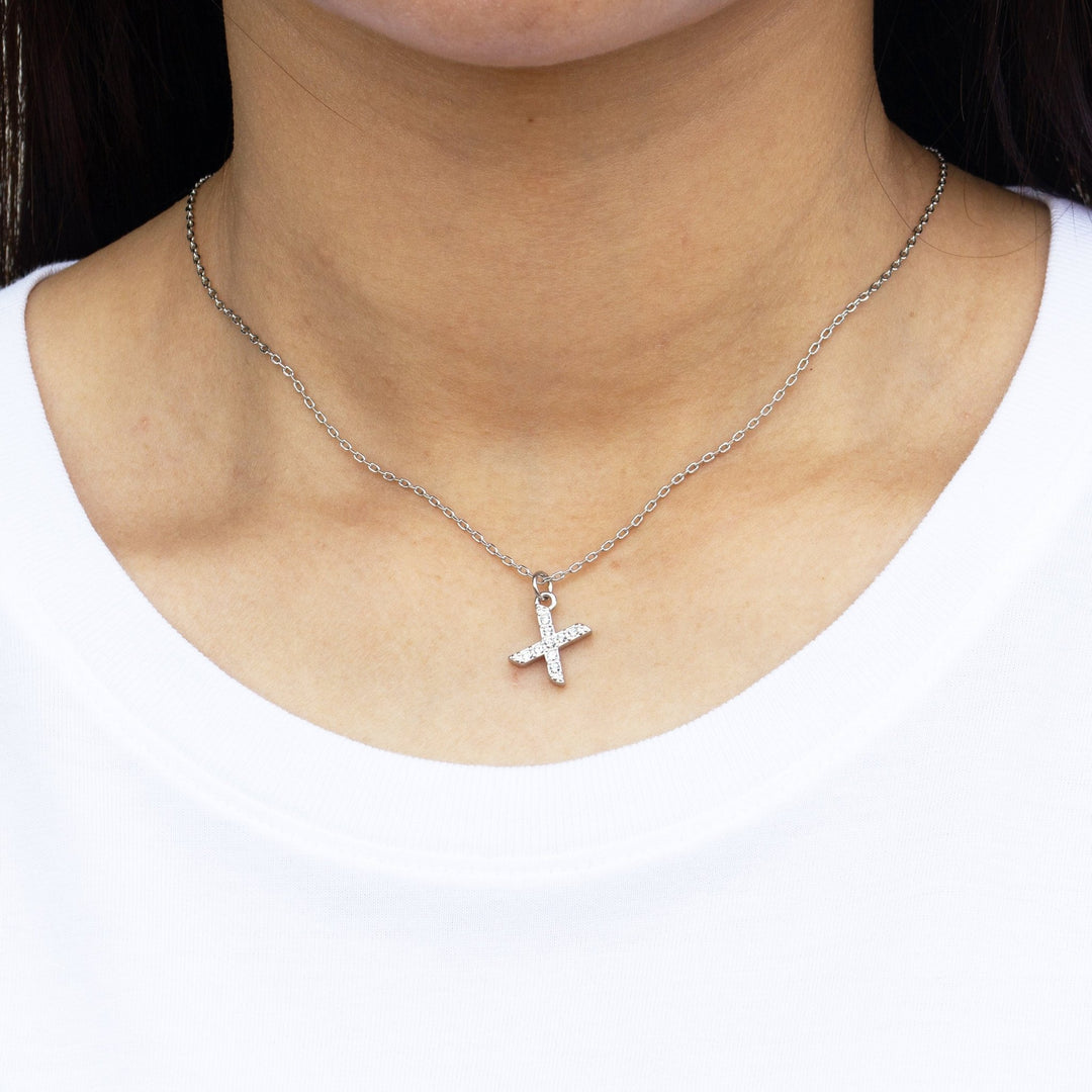 Pave Initial Necklace Letter X Created with Zircondia® Crystals - Philip Jones Jewellery