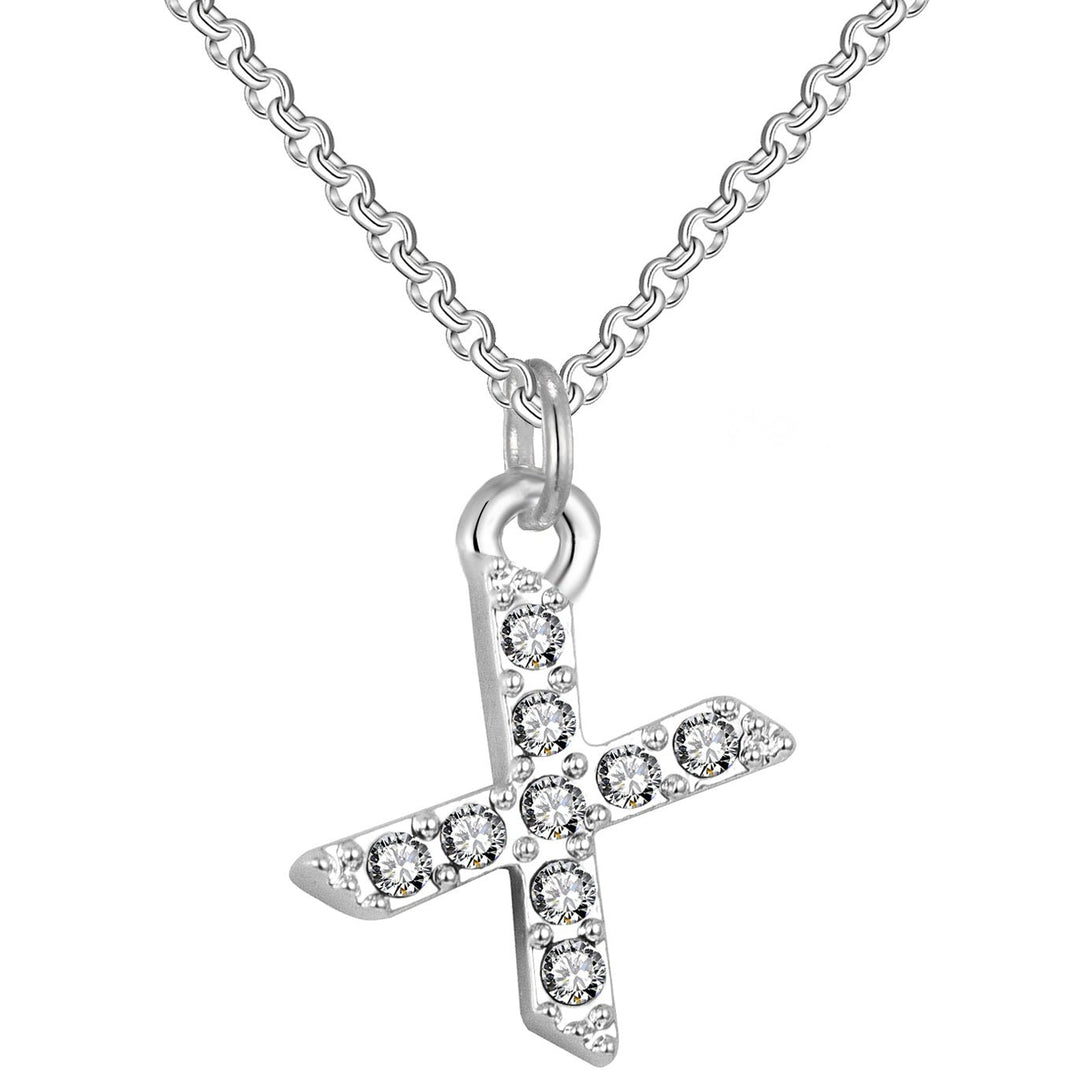 Pave Initial Necklace Letter X Created with Zircondia® Crystals - Philip Jones Jewellery