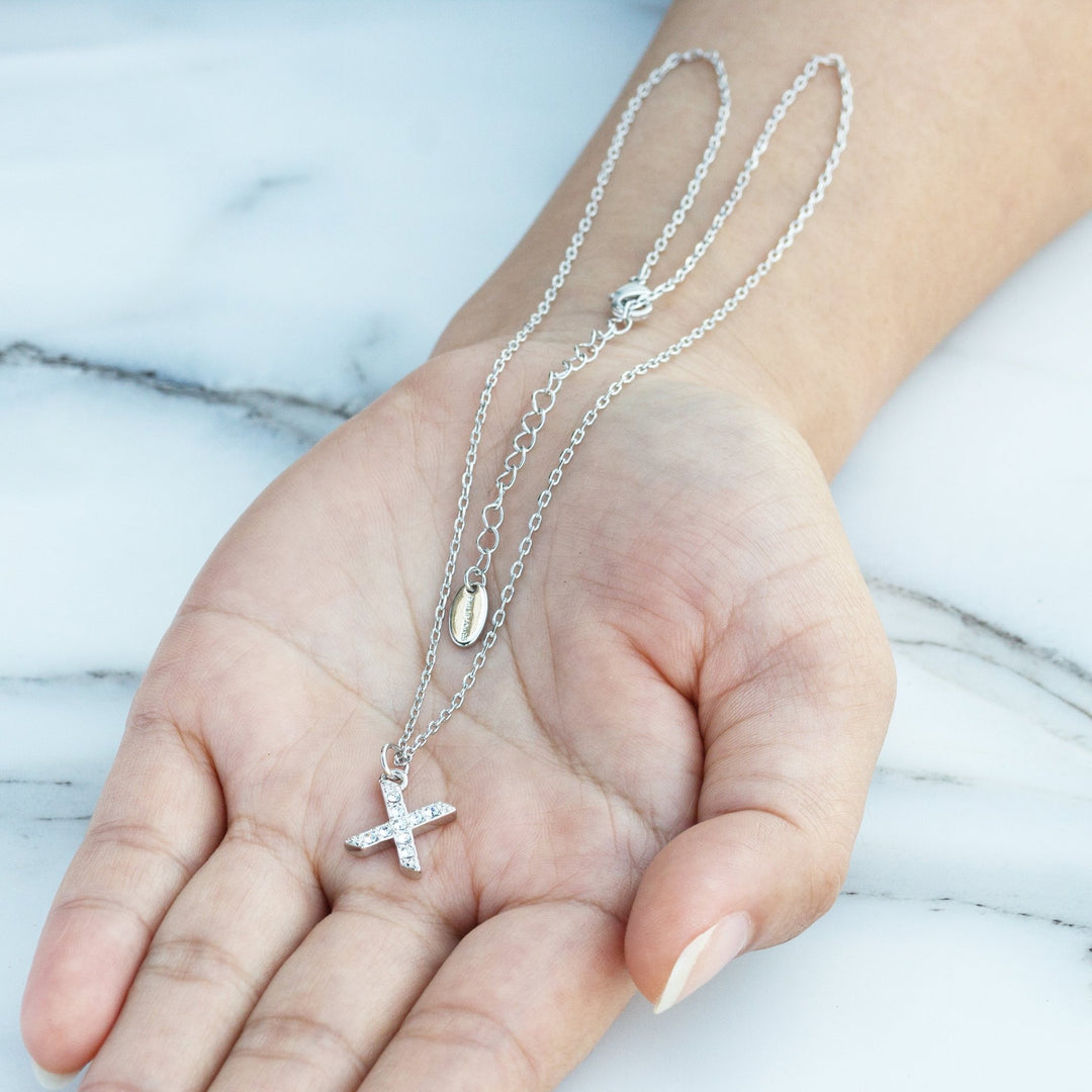 Pave Initial Necklace Letter X Created with Zircondia® Crystals - Philip Jones Jewellery