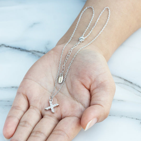 Pave Initial Necklace Letter X Created with Zircondia® Crystals - Philip Jones Jewellery