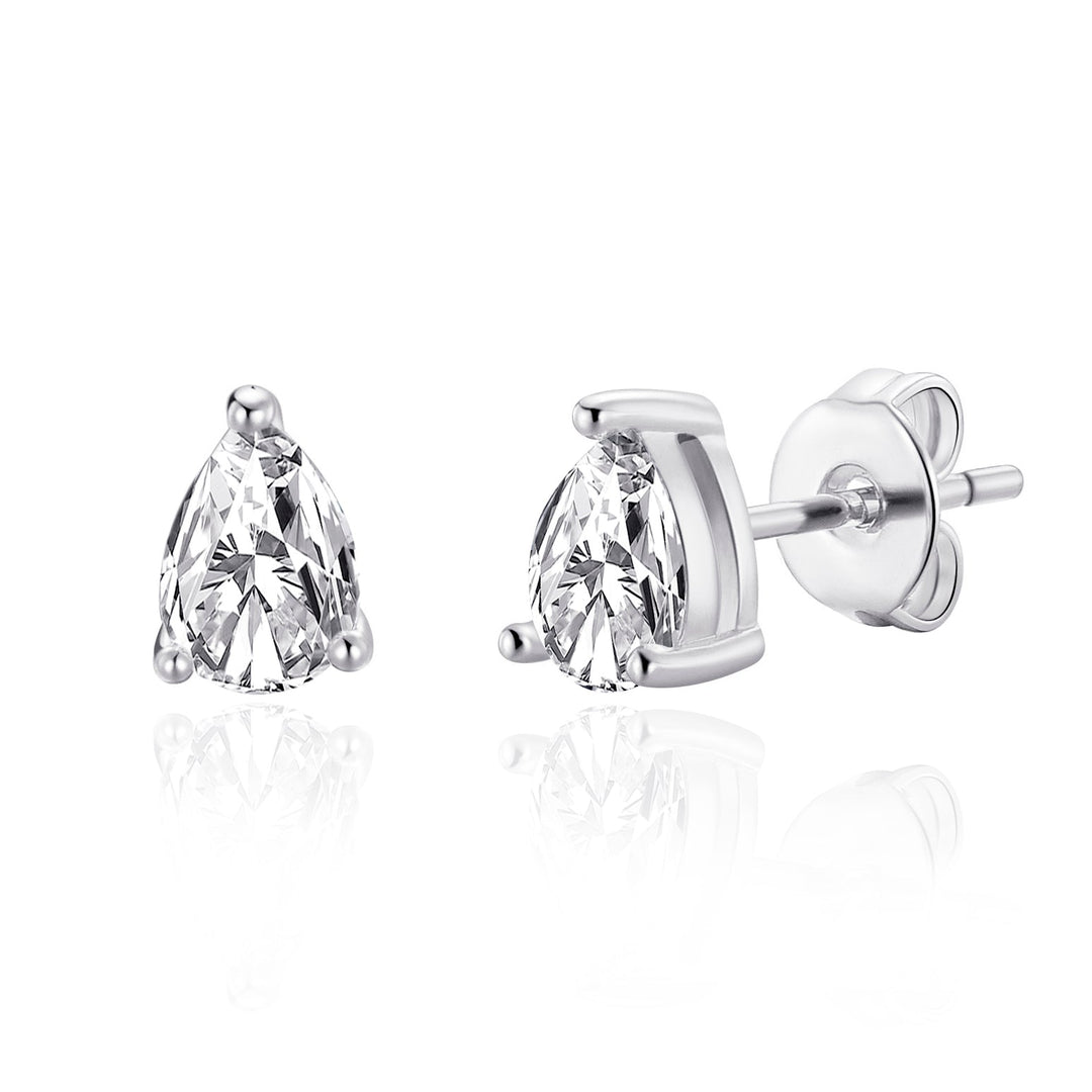 Pear Earrings Created with Zircondia® Crystals - Philip Jones Jewellery