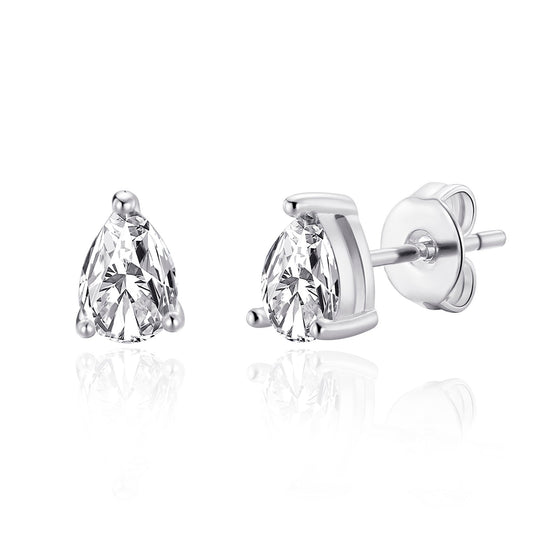 Pear Earrings Created with Zircondia® Crystals - Philip Jones Jewellery