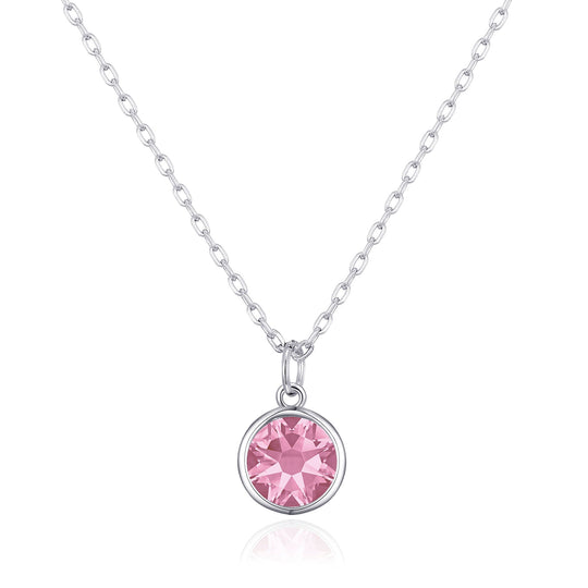 Pink Crystal Necklace Created with Zircondia® Crystals - Philip Jones Jewellery