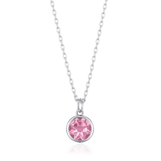 Pink Crystal Necklace Created with Zircondia® Crystals - Philip Jones Jewellery